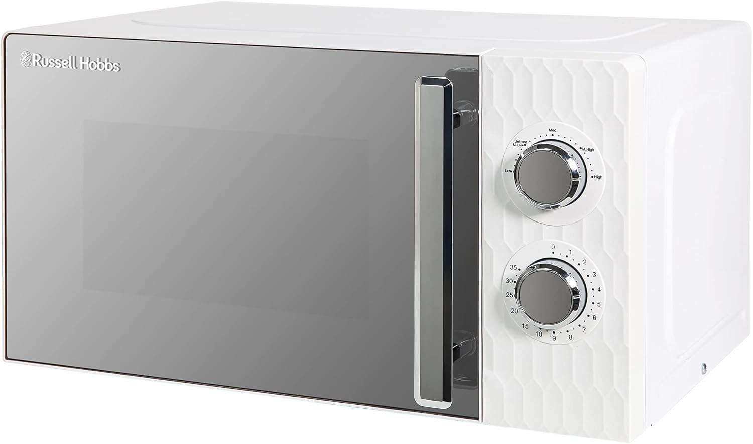 Russell Hobbs Honeycomb RHMM715 17 Litre 700W White Solo Manual Microwave with 5 Power Levels, Integrated Timer and Defrost Function (White)-0