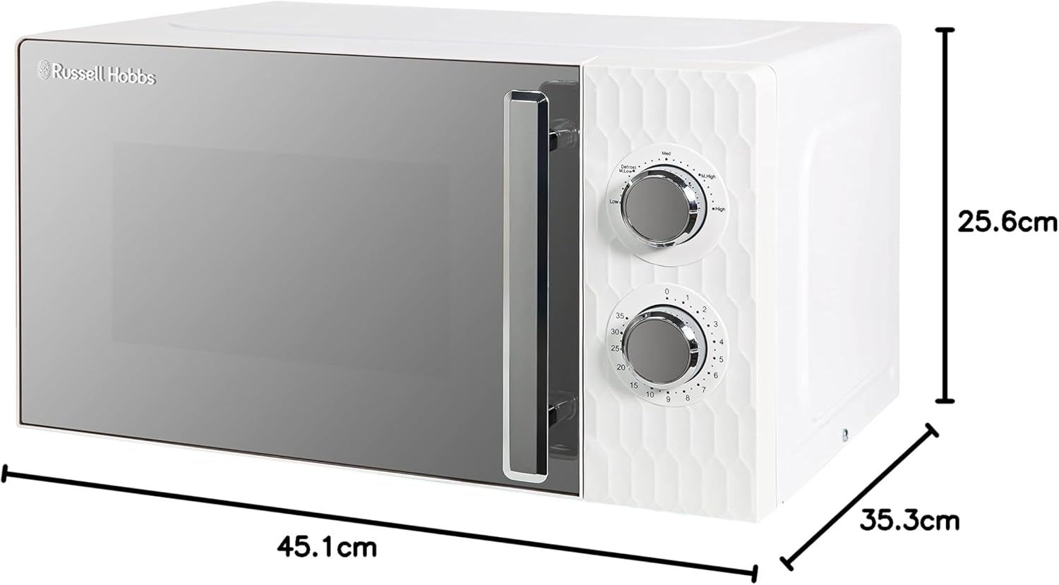 Russell Hobbs Honeycomb RHMM715 17 Litre 700W White Solo Manual Microwave with 5 Power Levels, Integrated Timer and Defrost Function (White)-9