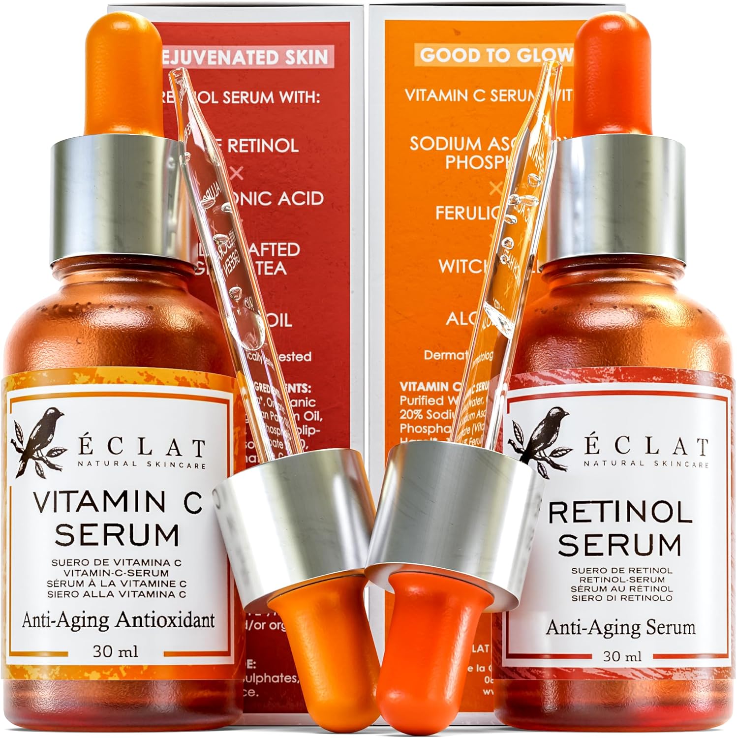 2 Facial Serum - Vitamin C and Retinol Serum for Face, Anti Aging Serums for Skin Care - Boosts Collagen, Reduce Fine Lines & Wrinkles and Restore Skin Vibriance, Day & Night Serum for Face-0