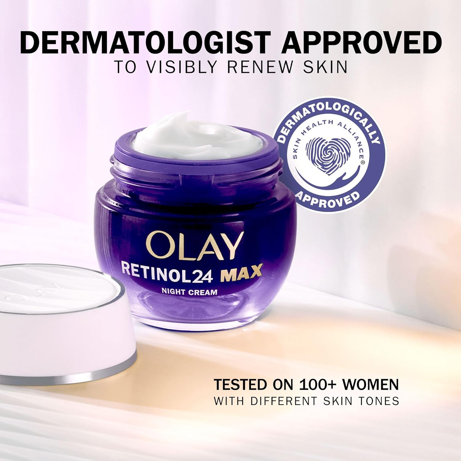 Olay Retinol 24 MAX Night Cream Face Moisturiser, Skincare with Antioxidant Vitamin E, 40% Glycerin Overnight Anti Aging Skin Care: Smooths, Renews and Hydrates, 50ml (vs Retinol24 Night Cream)-5