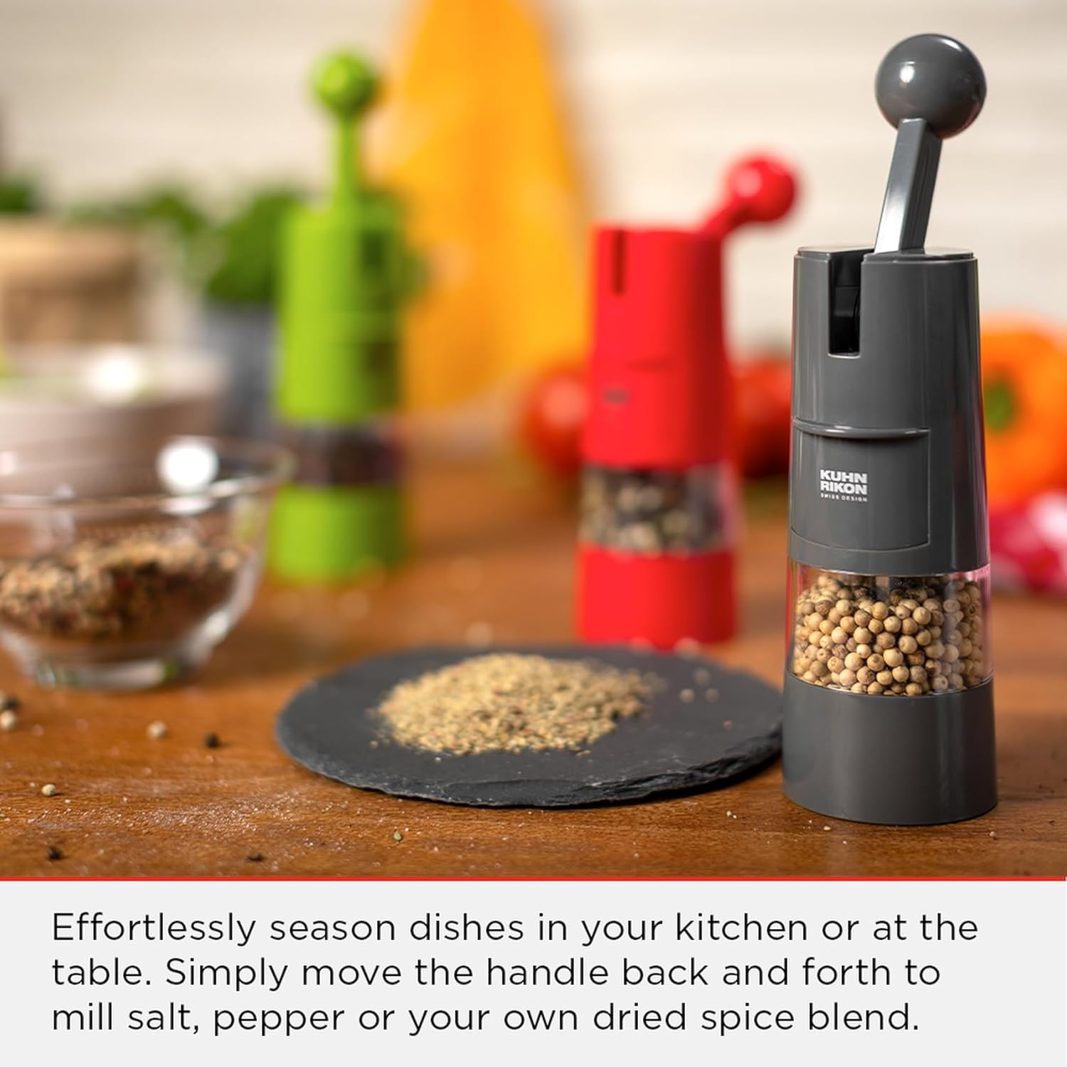 Kuhn Rikon Ratchet Grinder for Salt, Black Peppercorns or Spices. Salt Mill (Coarse - Fine). Spice Grinder. Black Pepper Grinder Mill. Salt Grinder – 3 Year Kuhn Rikon Kitchen Accessories Guarantee-2