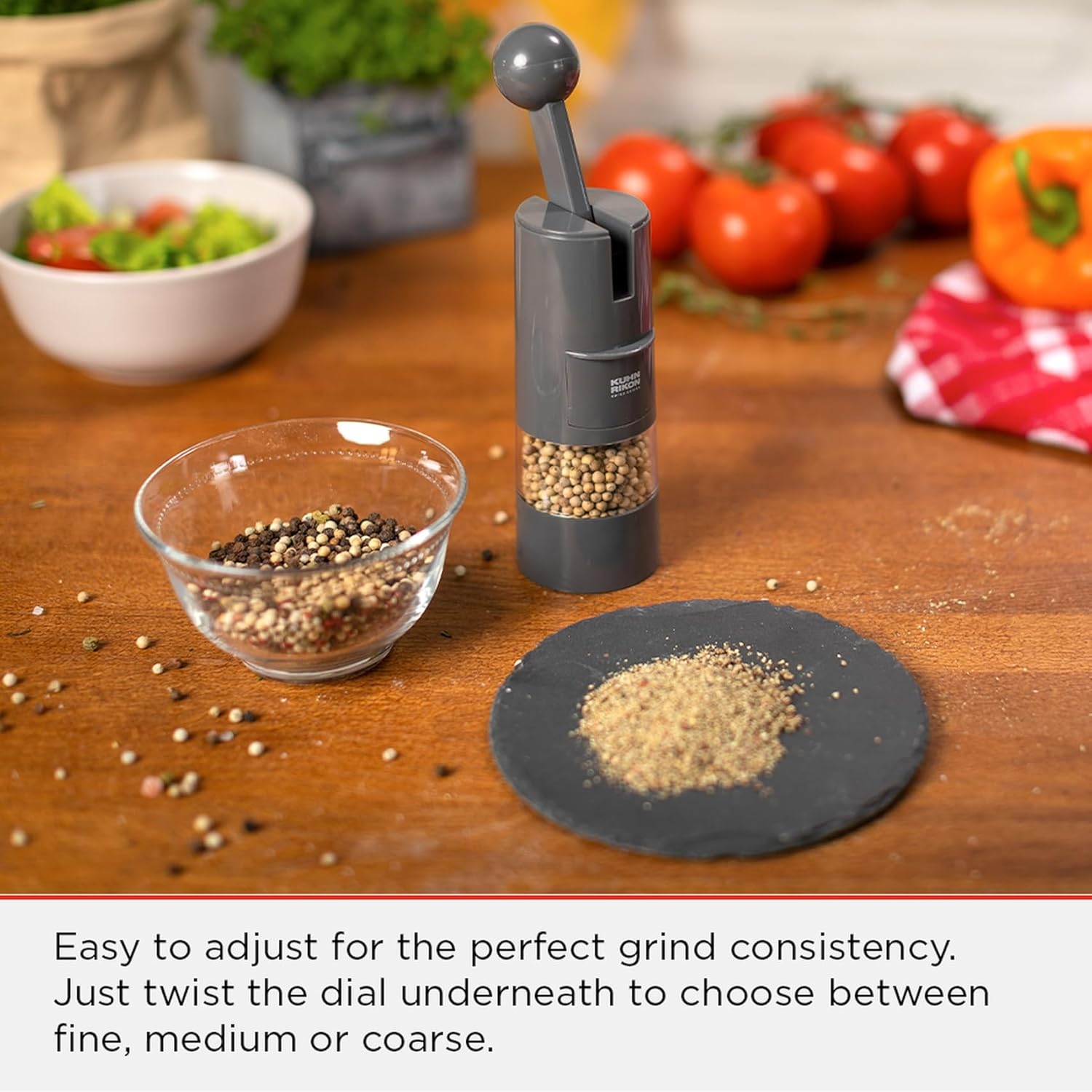 Kuhn Rikon Ratchet Grinder for Salt, Black Peppercorns or Spices. Salt Mill (Coarse - Fine). Spice Grinder. Black Pepper Grinder Mill. Salt Grinder – 3 Year Kuhn Rikon Kitchen Accessories Guarantee-3