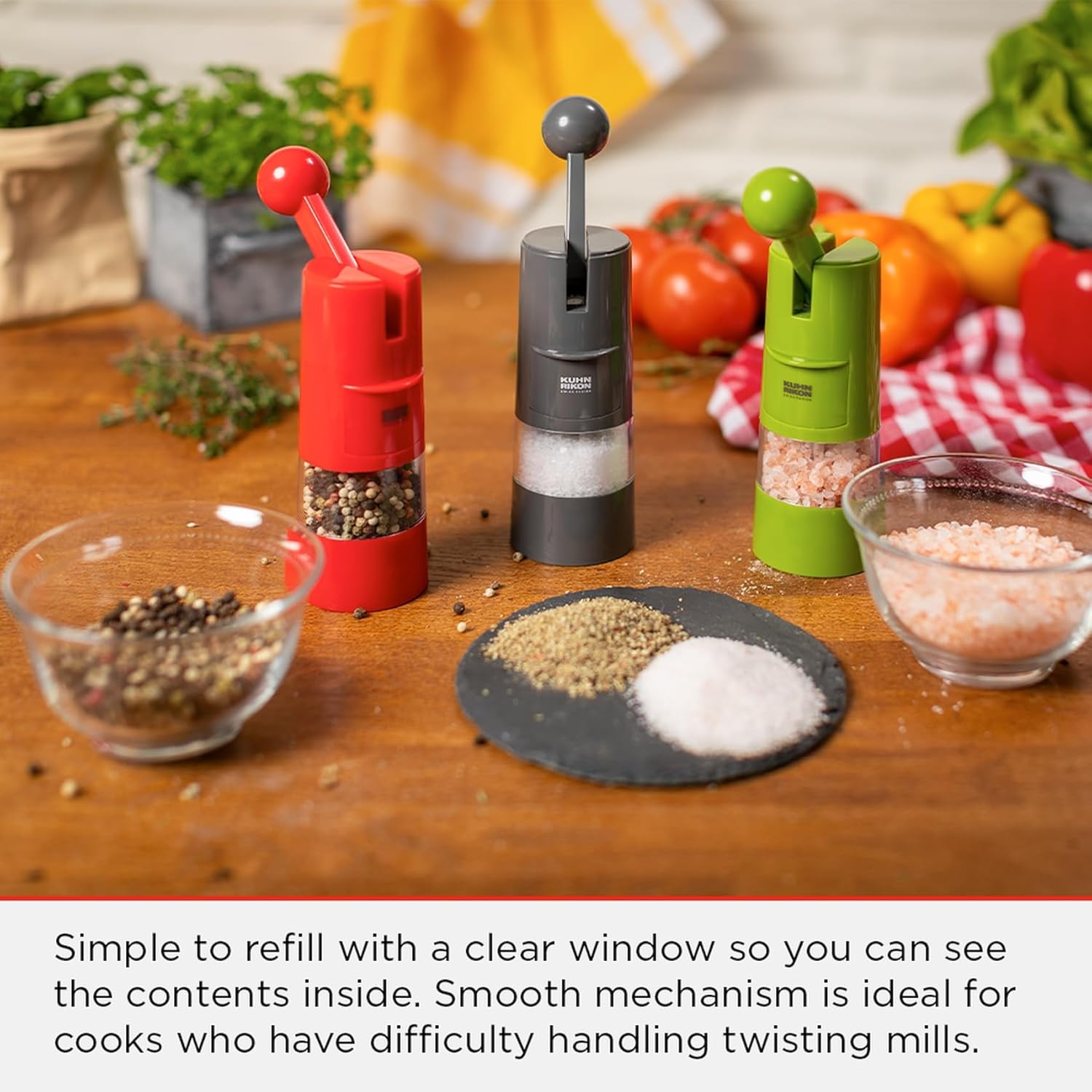 Kuhn Rikon Ratchet Grinder for Salt, Black Peppercorns or Spices. Salt Mill (Coarse - Fine). Spice Grinder. Black Pepper Grinder Mill. Salt Grinder – 3 Year Kuhn Rikon Kitchen Accessories Guarantee-4