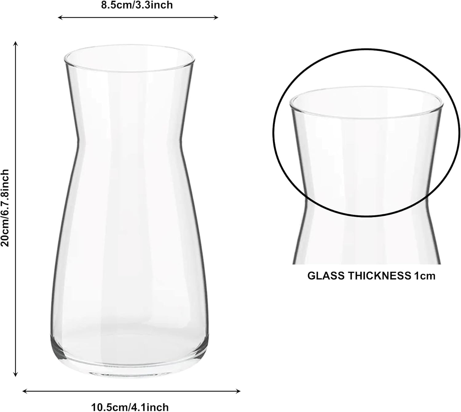 Vases, Vase Flowers Glass, Ledoir 20cm 7.87 Inch Tall Modern Essentials 1L Clear Modern Living Room Round Flower Jug Pampas Decor Simplistic Gifting Flowera Tulip Rose-3