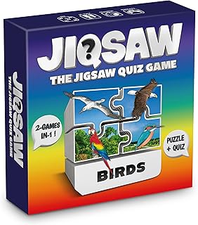 100 PICS Birds Jigsaw Quiz | Family Puzzle + Fun Quiz | 1-8 Players | Large Table Game | 45 Minutes Playing Time