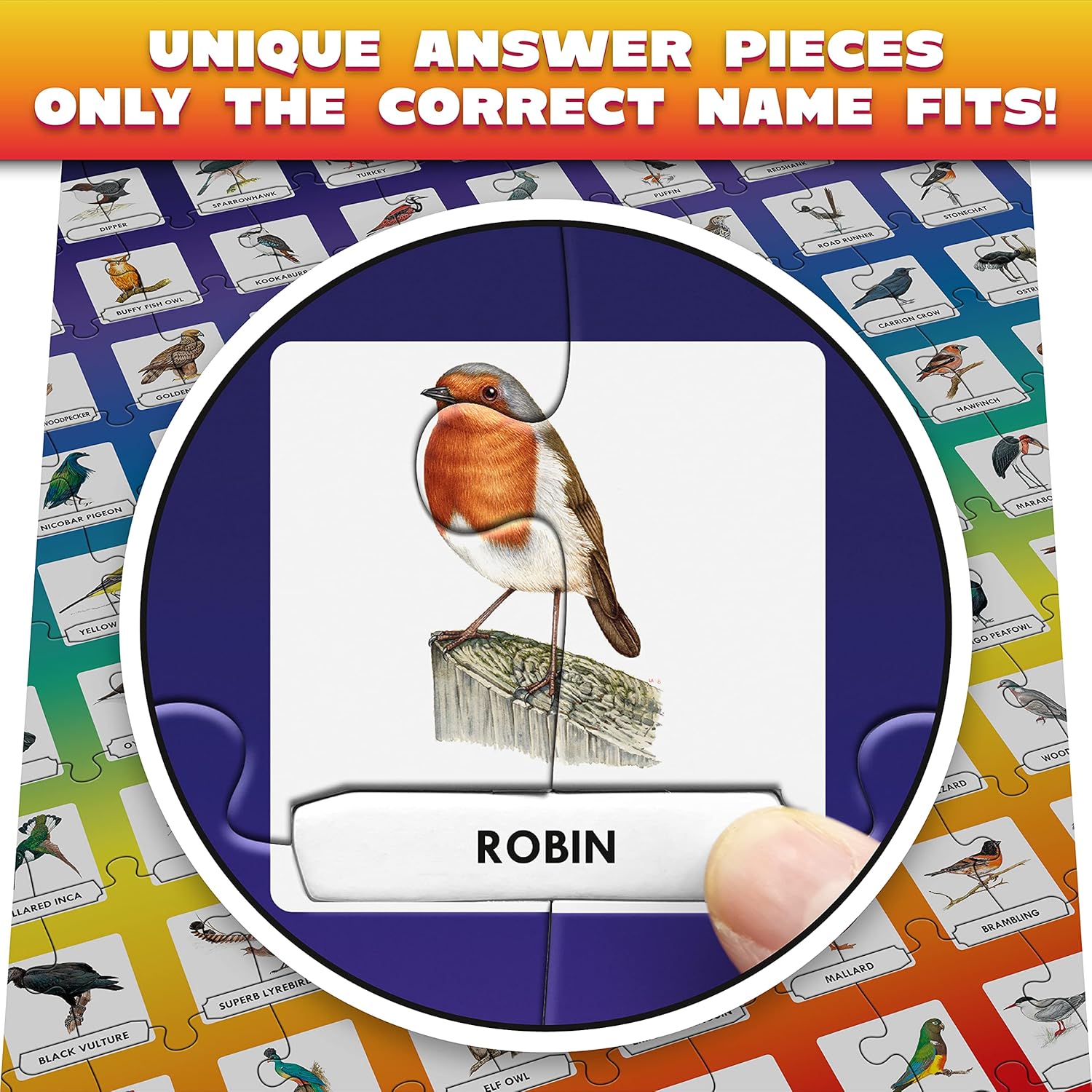 100 PICS Birds Jigsaw Quiz | Family Puzzle + Fun Quiz | 1-8 Players | Large Table Game | 45 Minutes Playing Time-5