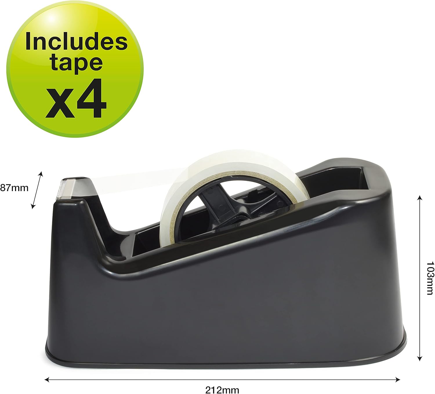 Rapesco 1639 Germ-Savvy Antibacterial, 500 Heavy Duty Tape Dispenser with 4 Rolls of Tape, Black-1