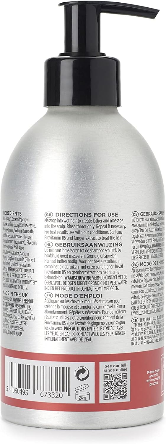 Hawkins & Brimble Shampoo Eco-Refillable Bottle - 300ml For Mens Revitalise Hair Dry Scalp Naturally Fragranced | Bottle for Life Eco Friendly (Hair Shampoo Eco Refill)-2