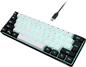 Snpurdiri 60% Wired Gaming Keyboard, RGB Backlit,Ultra-Compact Mini Keyboard with Detachable Cable,Black and White Color