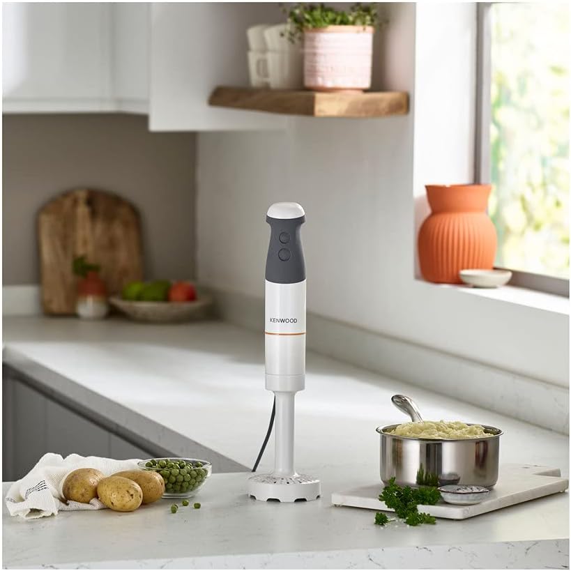 Kenwood Triblade Hand Blender, Mixer with Anti-Splash, Masher Attachment and BPA-Free Plastic Beaker, HBM40.004WH, Dishwasher Safe, 850W, White-4