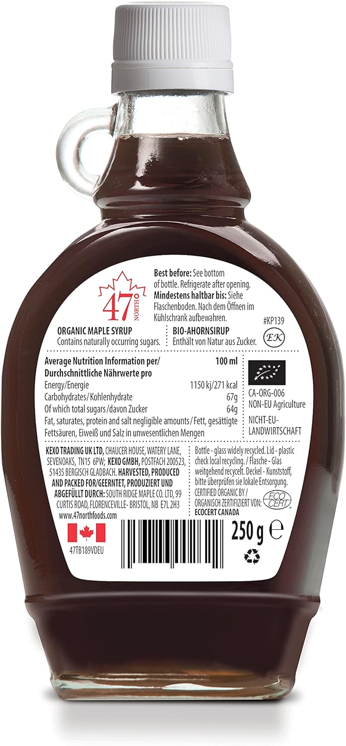 47° North Single Press Organic Canadian Maple Syrup Grade A 250g (250g, Very Dark)-1