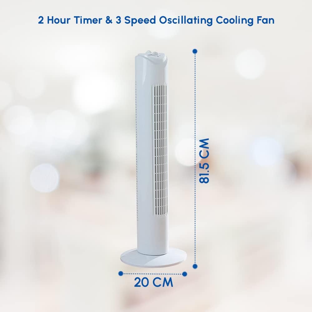 1ABOVE Tower Fan, 120 Minutes Timer with Auto Power Off, 3 Wind Modes with Widespread Oscillation, Eco-Friendly, Quiet Operation, 81.5cm High (WHITE)-2