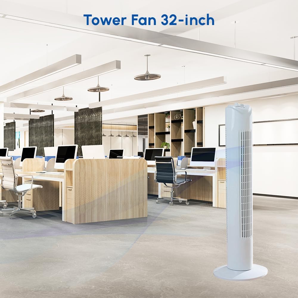 1ABOVE Tower Fan, 120 Minutes Timer with Auto Power Off, 3 Wind Modes with Widespread Oscillation, Eco-Friendly, Quiet Operation, 81.5cm High (WHITE)-4