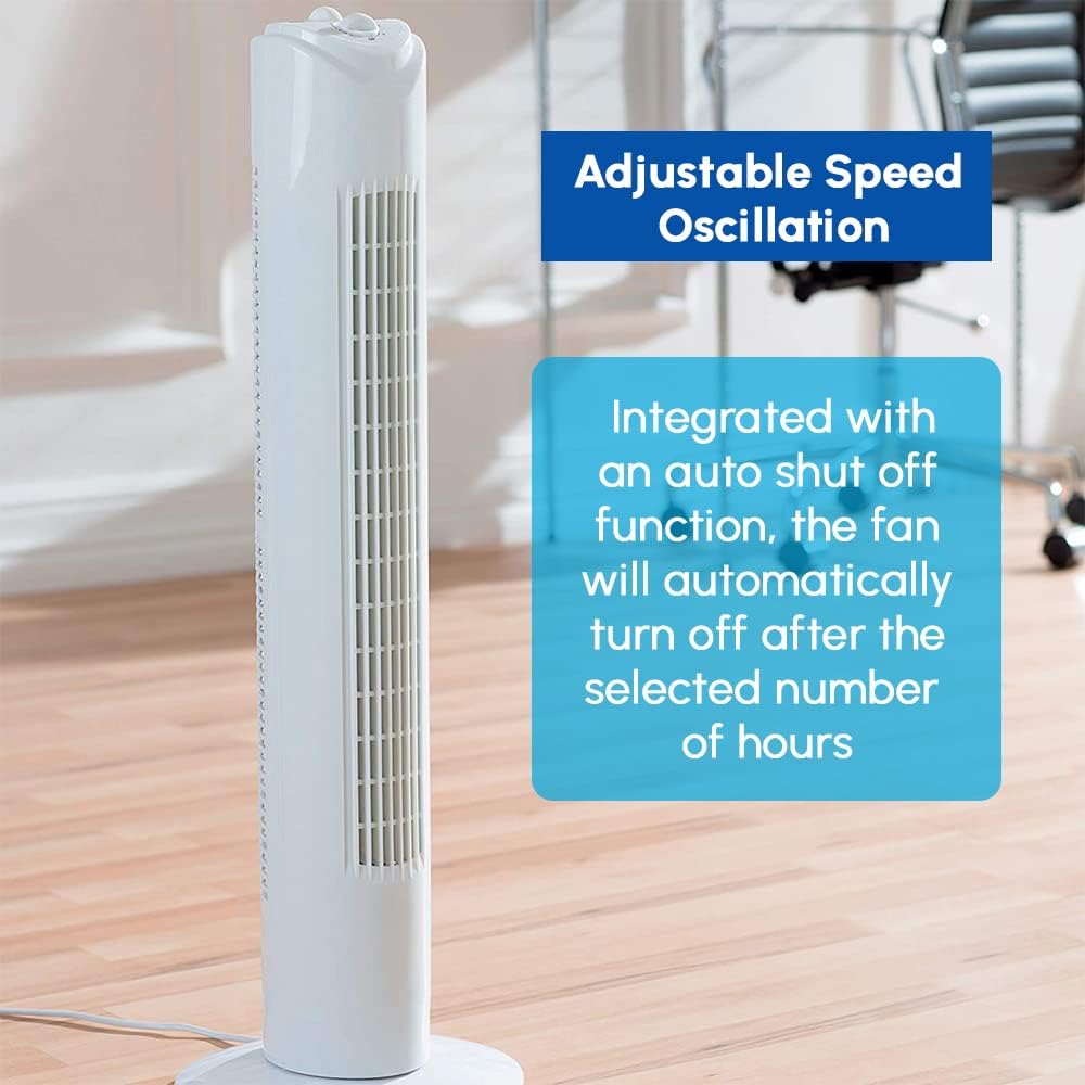 1ABOVE Tower Fan, 120 Minutes Timer with Auto Power Off, 3 Wind Modes with Widespread Oscillation, Eco-Friendly, Quiet Operation, 81.5cm High (WHITE)-7