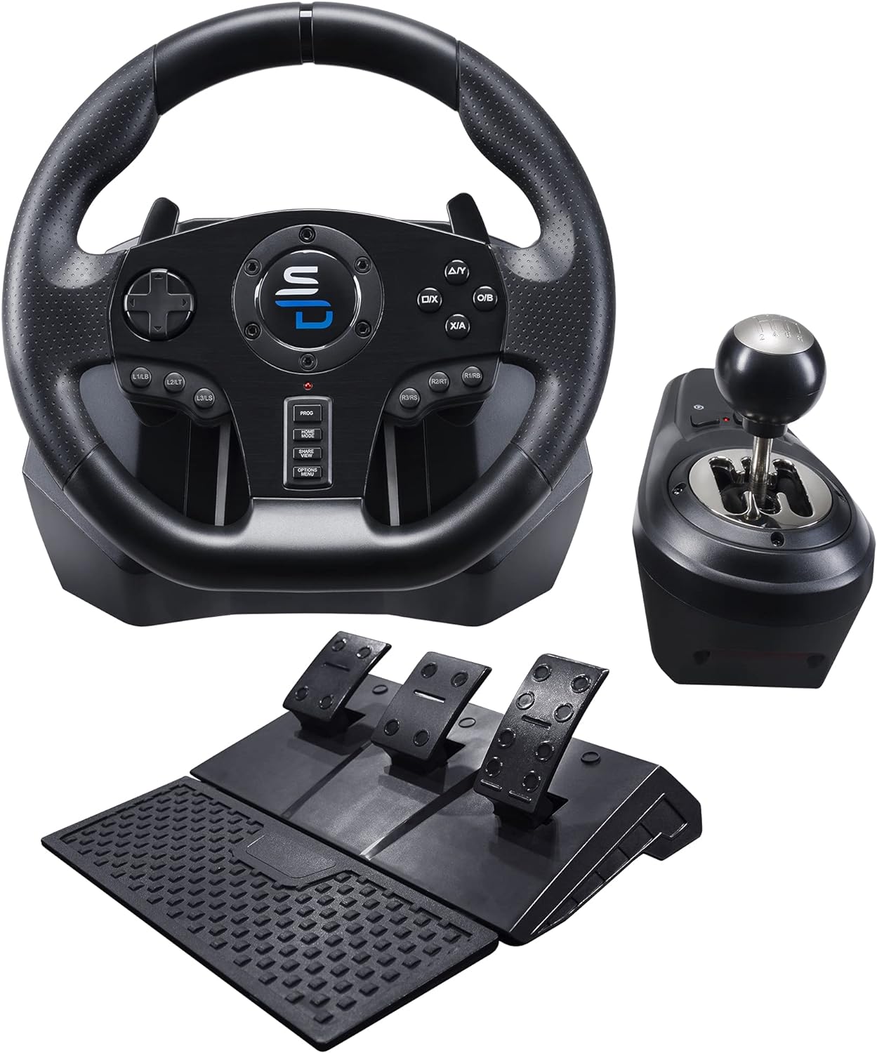 Subsonic Superdrive Gs850-X racing wheel with manual shifter, 3 pedals, shift paddles for Xbox Series X/S, PS4, Xbox One (programmable for all games)-0