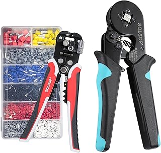 Solsop Ferrule Crimping Tool Kit - AWG23-7 Self-Adjustable Ratchet Wire Crimping Tool Kit, Wire Ferrule Crimp Plier with 1250PCS Wire Terminals