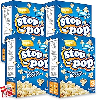 12pk x 85g SOL Stop 'n' Pop Microwave Popcorn | Salted Popcorn Flavour | Popping Pop Corn Kernels for The Family | Flavoured Popcorn Kernels Popcorn Microwave Includes SOL Sticker