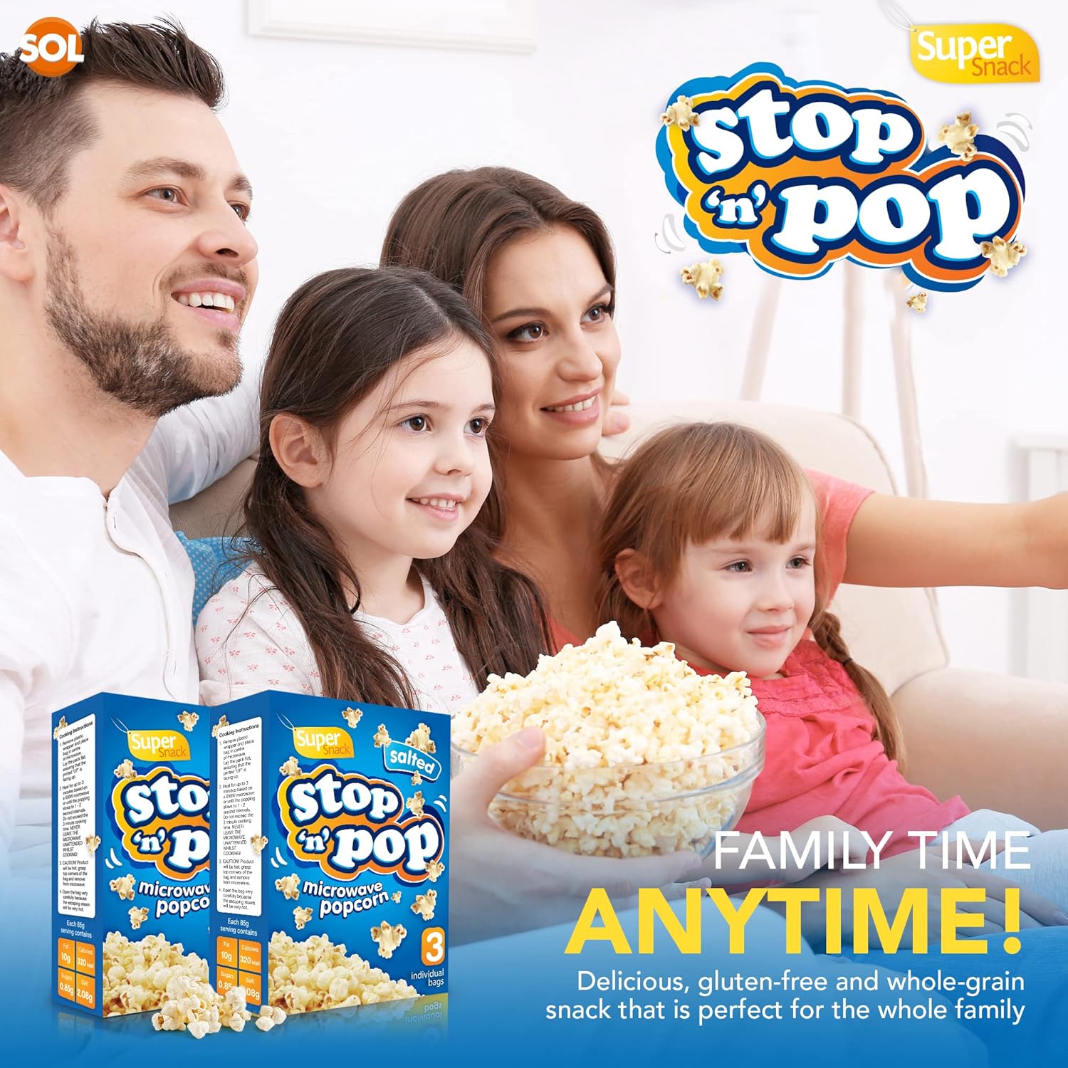 12pk x 85g SOL Stop 'n' Pop Microwave Popcorn | Salted Popcorn Flavour | Popping Pop Corn Kernels for The Family | Flavoured Popcorn Kernels Popcorn Microwave Includes SOL Sticker-5