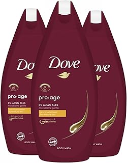 3 Pack Dove Pro Age Body Wash with 0% Sulfate SLES for Nourishing Aging Skin, 720ml