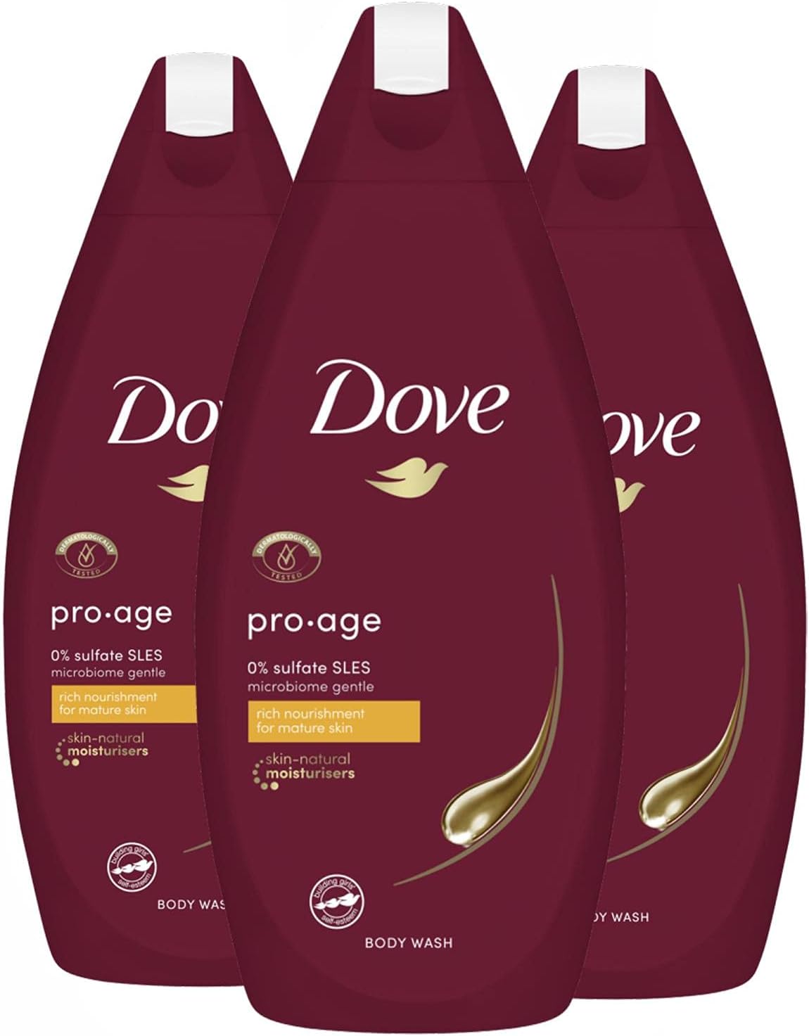 3 Pack Dove Pro Age Body Wash with 0% Sulfate SLES for Nourishing Aging Skin, 720ml-0