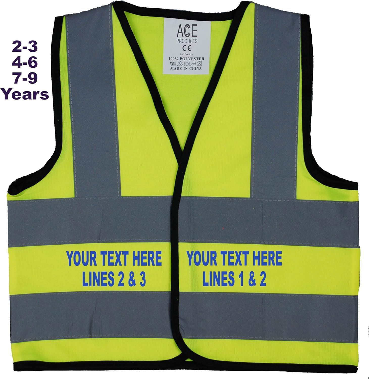 Acce Products Police Baby/Children/Kids Hi Vis Safety Jacket/Vest Sizes 0 to 8 Years Optional Personalised On Front-1