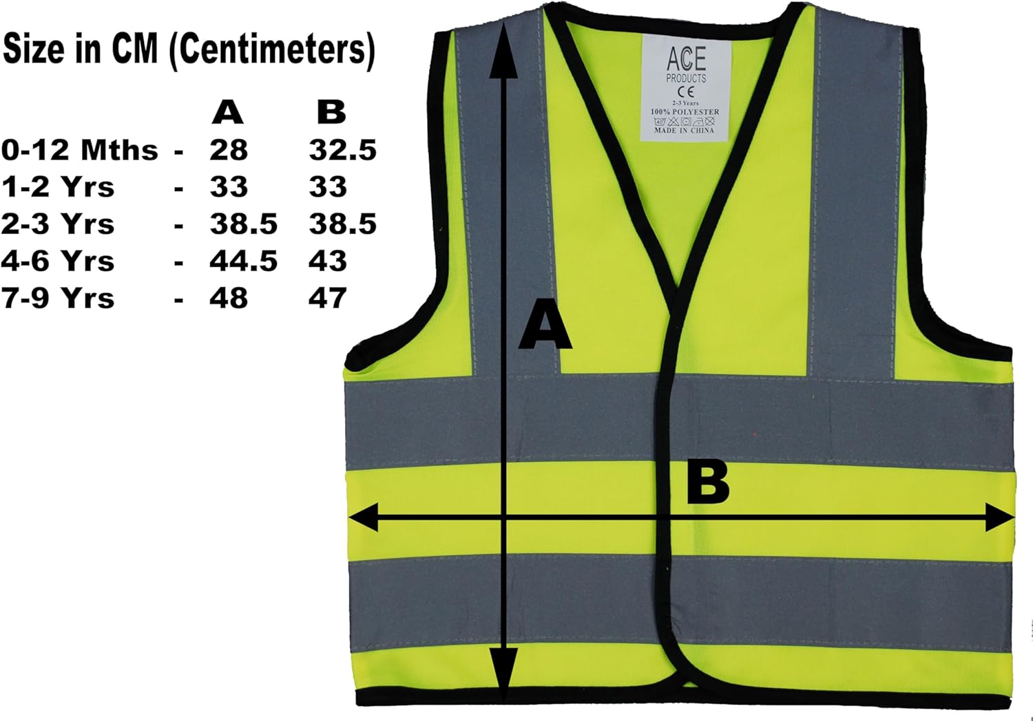 Acce Products Police Baby/Children/Kids Hi Vis Safety Jacket/Vest Sizes 0 to 8 Years Optional Personalised On Front-4