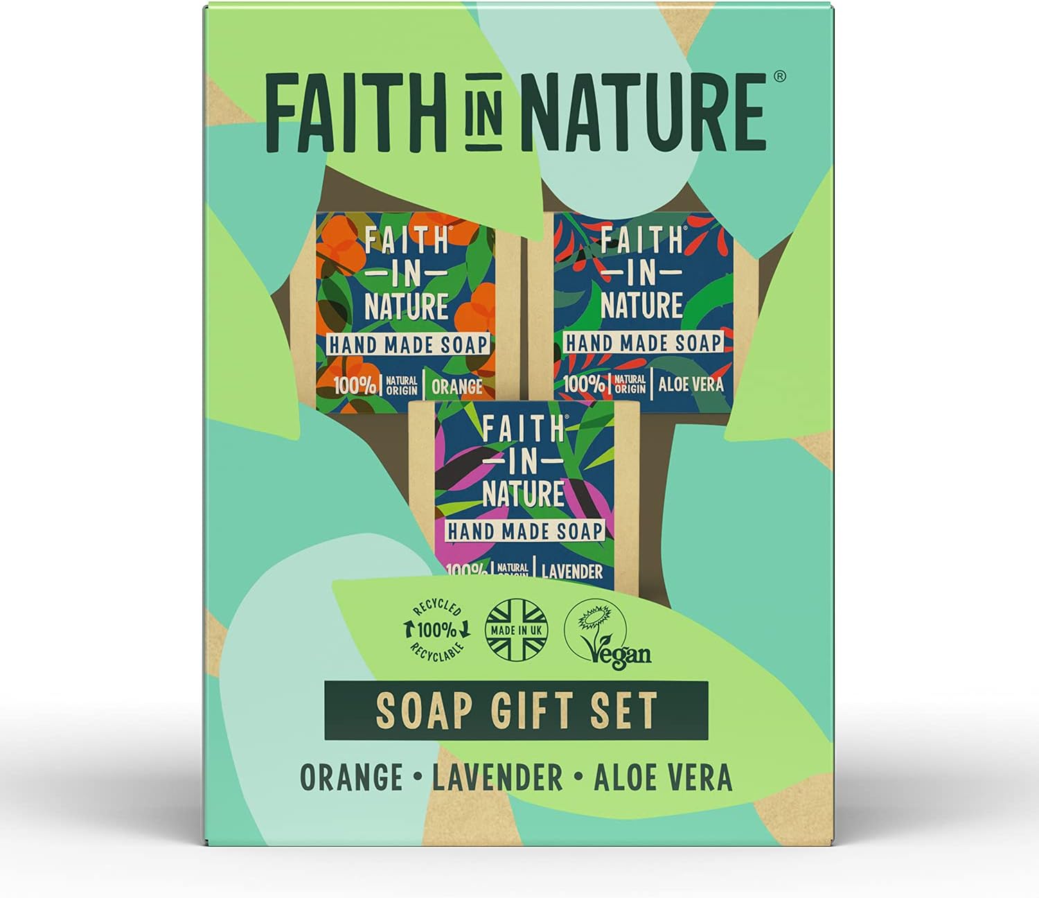 Faith In Nature Natural Handmade Soap Gift Set, Vegan and Cruelty Free, No SLS or Parabens, 3 x 100g-0