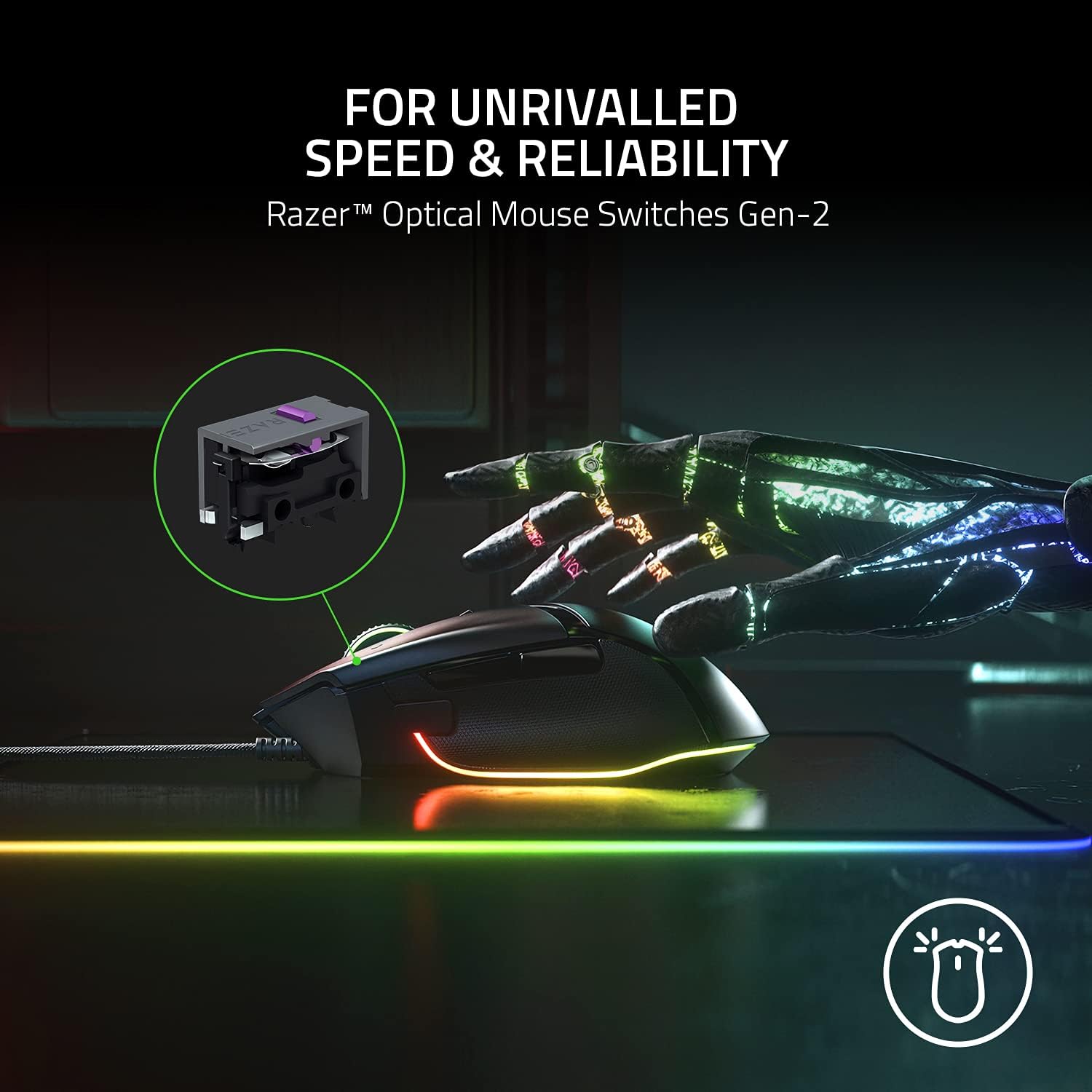 Razer Basilisk V3 - Wired Customisable Gaming Mouse (10+1 Programmable Buttons, HyperScroll Tilt Wheel, 11 Chroma RGB Lighting Zones, Optical Mouse Switches, Focus+ 26K DPI Optical Sensor) Black-1