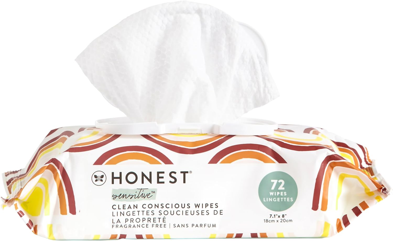 The Honest Company Clean Conscious Unscented Wipes | Over 99% Water, Compostable, Plant-Based, Baby Wipes | Hypoallergenic for Sensitive Skin, EWG Verified | Rainbow, 72 Count-0