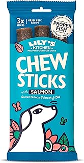 Lily's Kitchen Chew Sticks with Salmon - Grain Free Natural Dental Dog Treats (10 Packs of 3 Chews)