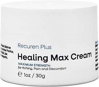 Recuren Plus Dermatitis Eczema Psoriasis Cream, Max Strength for Athletes Foot, Jock Itch, Urticaria, Rash, Rosacea, Acne, Ultimate Anti-Itch Solution 30g (1 Pack)