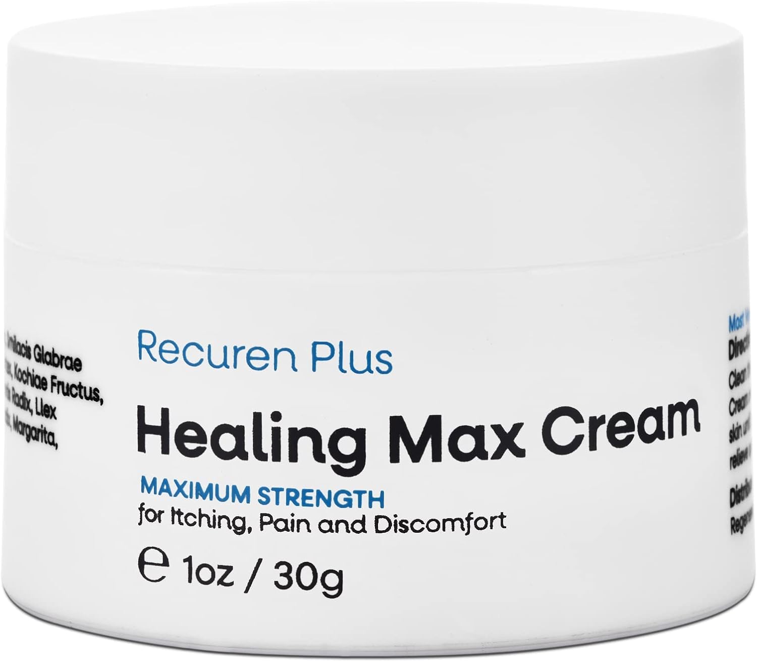 Recuren Plus Dermatitis Eczema Psoriasis Cream, Max Strength for Athletes Foot, Jock Itch, Urticaria, Rash, Rosacea, Acne, Ultimate Anti-Itch Solution 30g (1 Pack)-0