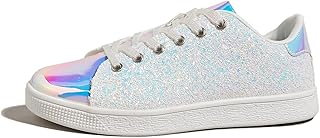 LUCKY STEP Womens Glitter Sneakers Lace up Fashion Sneakers Sparkly Casual Shoes for Women