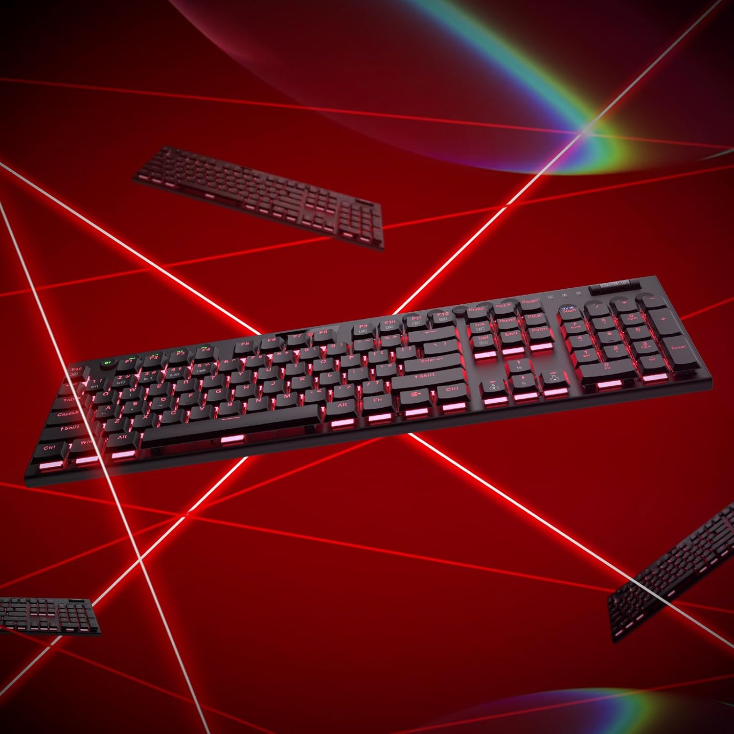 Redragon K618 Horus Wireless RGB Mechanical Keyboard, Bluetooth/2.4Ghz/Wired Tri-Mode Ultra Thin Low Profile Gaming Keyboard w/No-Lag Cordless Connection, Dedicated Media Control & Linear Red Switch-8