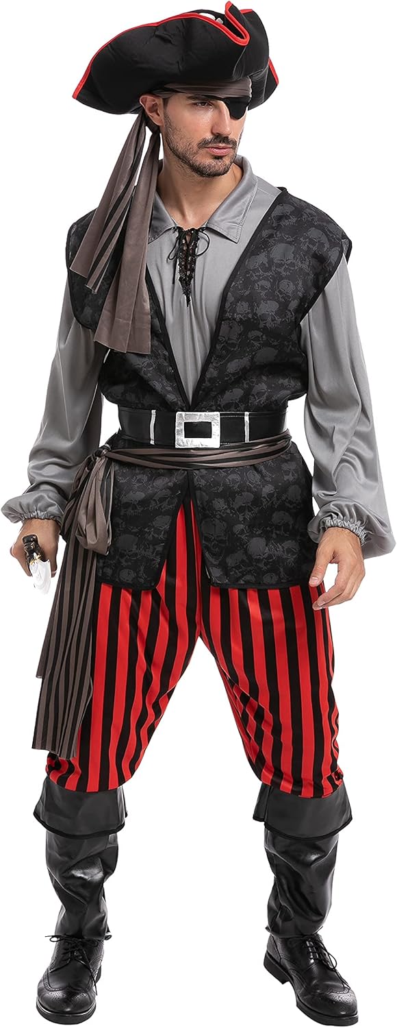 Spooktacular Creations Adult Men Pirate Costume for Halloween, Costume Party, Trick or Treating, Cosplay Party-0