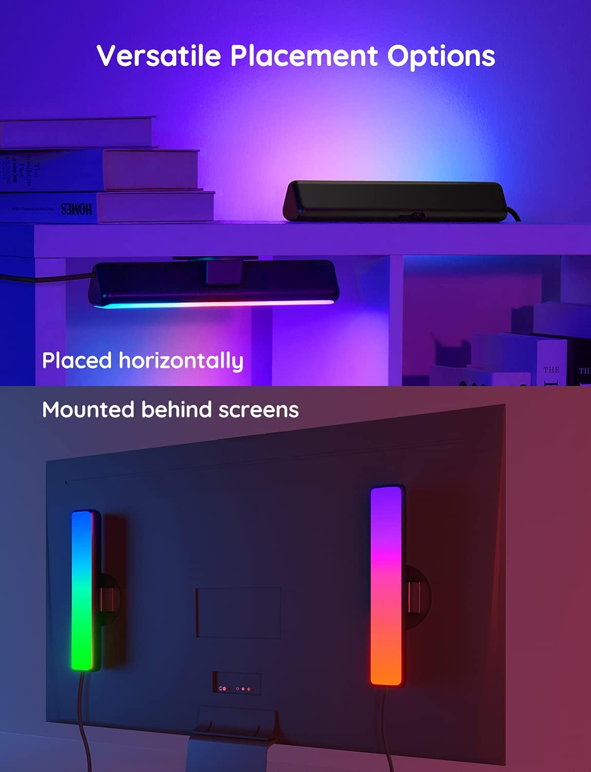 Govee LED Light Bars, Smart WiFi RGBIC TV Backlight, Gaming Lights with Scene and Music Modes, Play Light Bar for PC, TV, Room Decoration, Work with Alexa & Google Assistant-5