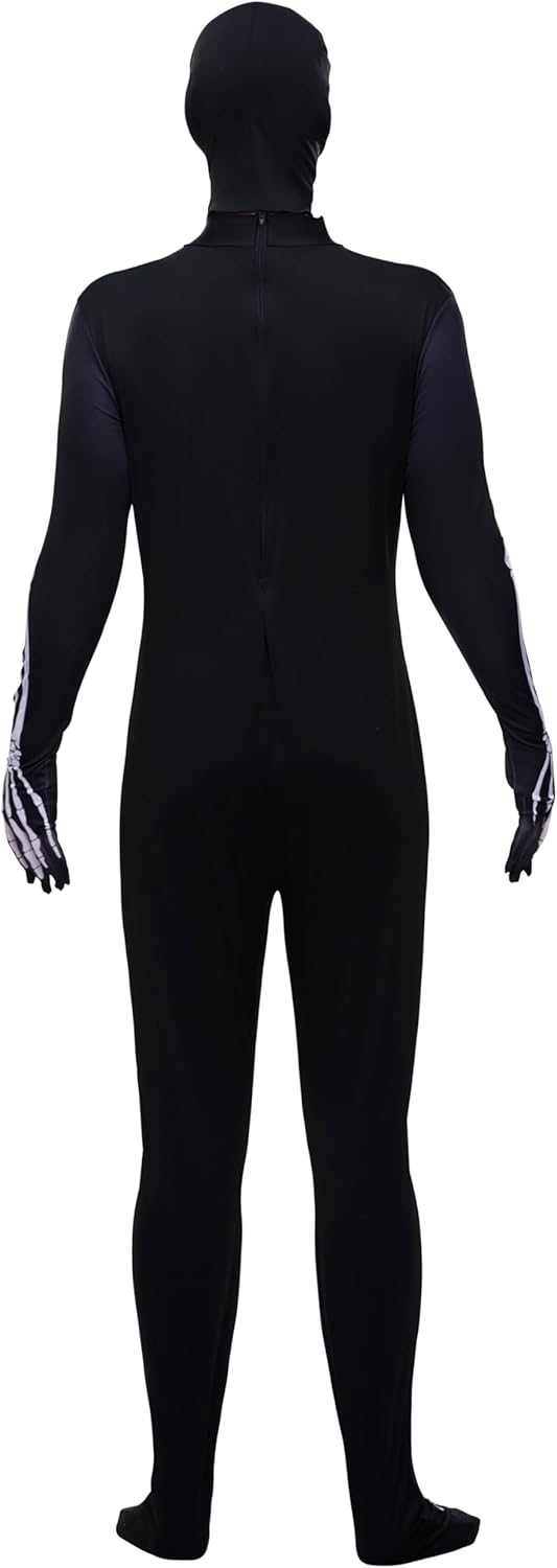 Spooktacular Creations Skeleton Bodysuit Halloween Men Costume with Hood for Adults Themed Parties, Halloween-7