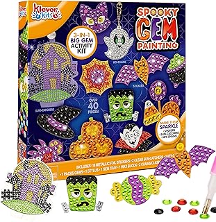 Klever Kits Halloween Diamond Painting Kit, Create Your Own Magical Stickers and Suncatchers, Diamond Art for Kids, DIY Paint Arts Supplies, Craft Gift for Girls