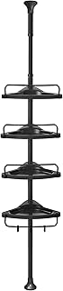 SONGMICS Shower Corner Shelf, 4-Tier Bathroom Shower Shelf, 85-305 cm Adjustable Shower Caddies, Bathroom Organiser, Black BCB001B01