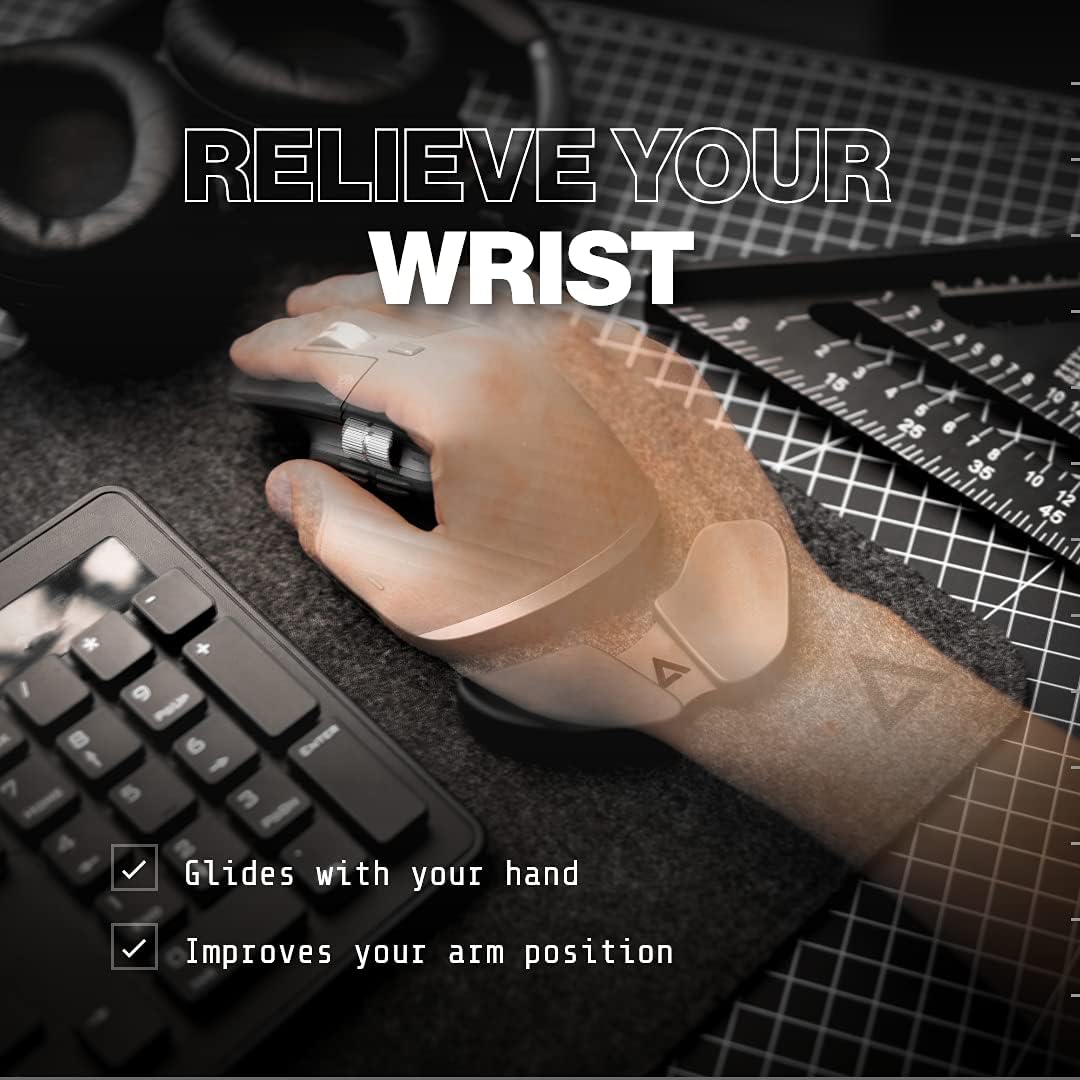 DELTAHUB Carpio 2.0 - Left-Handed Truly Ergonomic Wrist Rest for Mouse, Carpal Tunnel Support, Pain Relief, Anti-Fatigue, Easy Glide, Sleek, Office Computer, Laptop, Gaming - Small, Grey-1