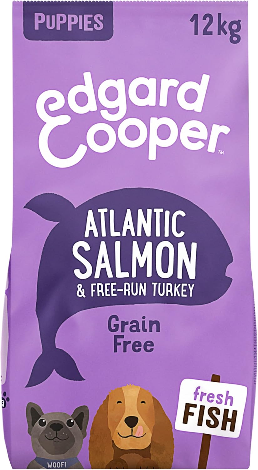 Edgard & Cooper Puppy Dry Dog Food Grain Free - Salmon & Turkey 12kg - Fresh meat, High Protein & Natural Ingredients - supports healthy growth, strong bones and joints-0