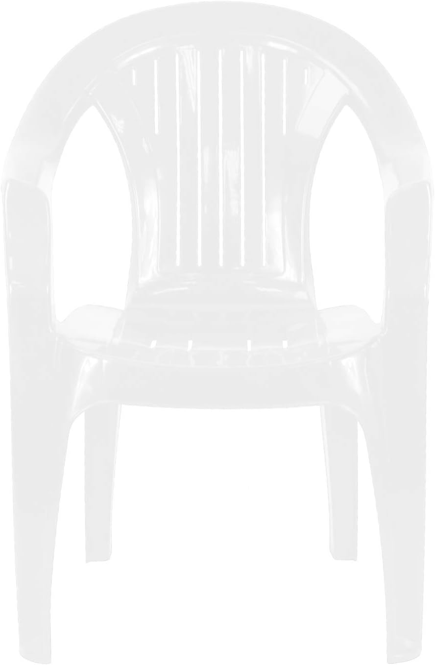 simpahome Stackable Low Back Plastic Garden Chairs - WHITE - Set of 8 Chairs for Indoor or Outdoor Use.-2