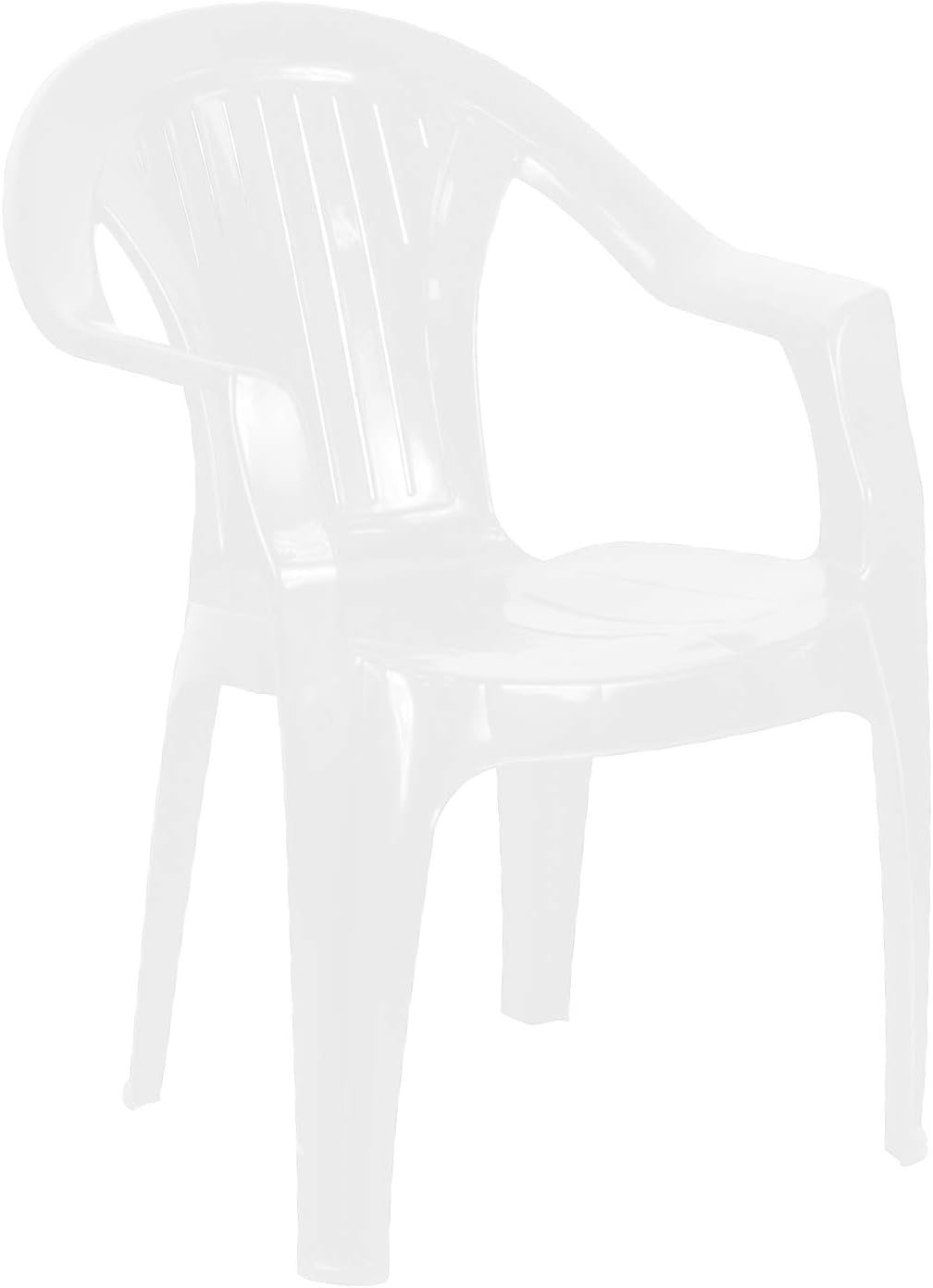 simpahome Stackable Low Back Plastic Garden Chairs - WHITE - Set of 8 Chairs for Indoor or Outdoor Use.-3