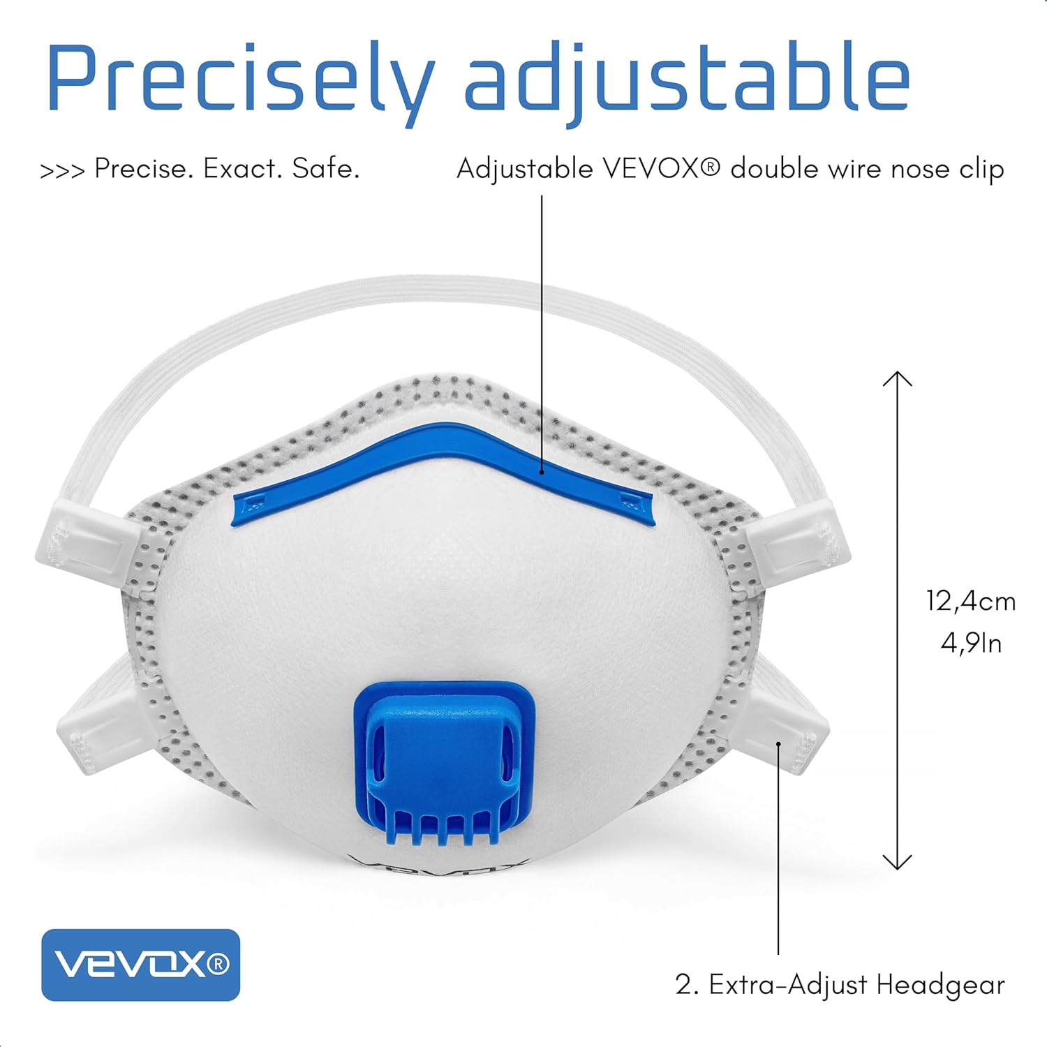 VEVOX® Respirators FFP3, FFP2 or FFP1 - sets of 5, 10, 20 or 5000 - with comfort sealing - respirator face mask ffp3/ffp2/ffp1 - valved facemasks - dust mask with valve-8