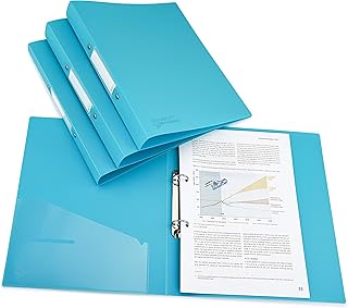 Rapesco 1664 Germ-Savvy Antibacterial A4 2-Ring PP Ring Binder, 35 mm Spine, Aqua, Set of 4