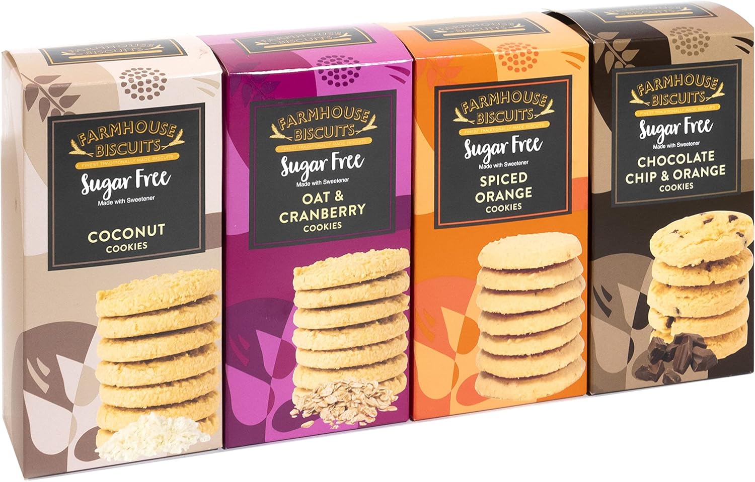 Farmhouse Biscuits Sugar Free Cookies Collection - Chocolate Chip & Orange Cookies, Coconut Cookies, Oat & Cranberry and Spiced Orange Cookies-8