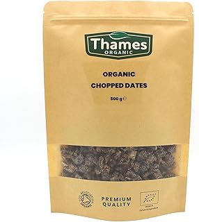 Organic Chopped Dates-Certified Organic, Non-GMO, Vegan, No Additives, No Preservatives, Resealable Bag by Thames Organic 500g