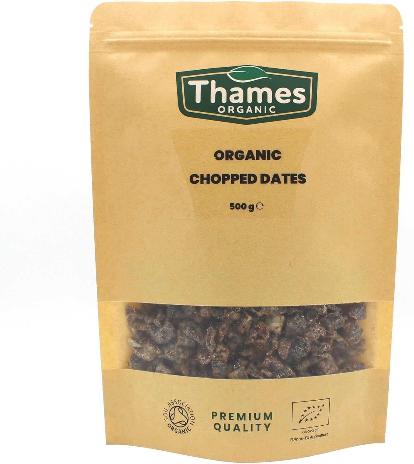 Organic Chopped Dates-Certified Organic, Non-GMO, Vegan, No Additives, No Preservatives, Resealable Bag by Thames Organic 500g-0