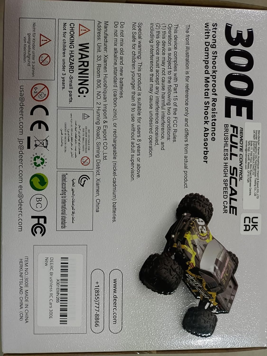 DEERC Brushless Remote Control Car, 4WD High Speed RC Car 37 MPH, 2 Battery for 40+ Min Play, 1:18 Scale Monster Truck with Light, All Terrain Off Road Truck 2 Shell, Gift for Adults, Kids (300E)-14