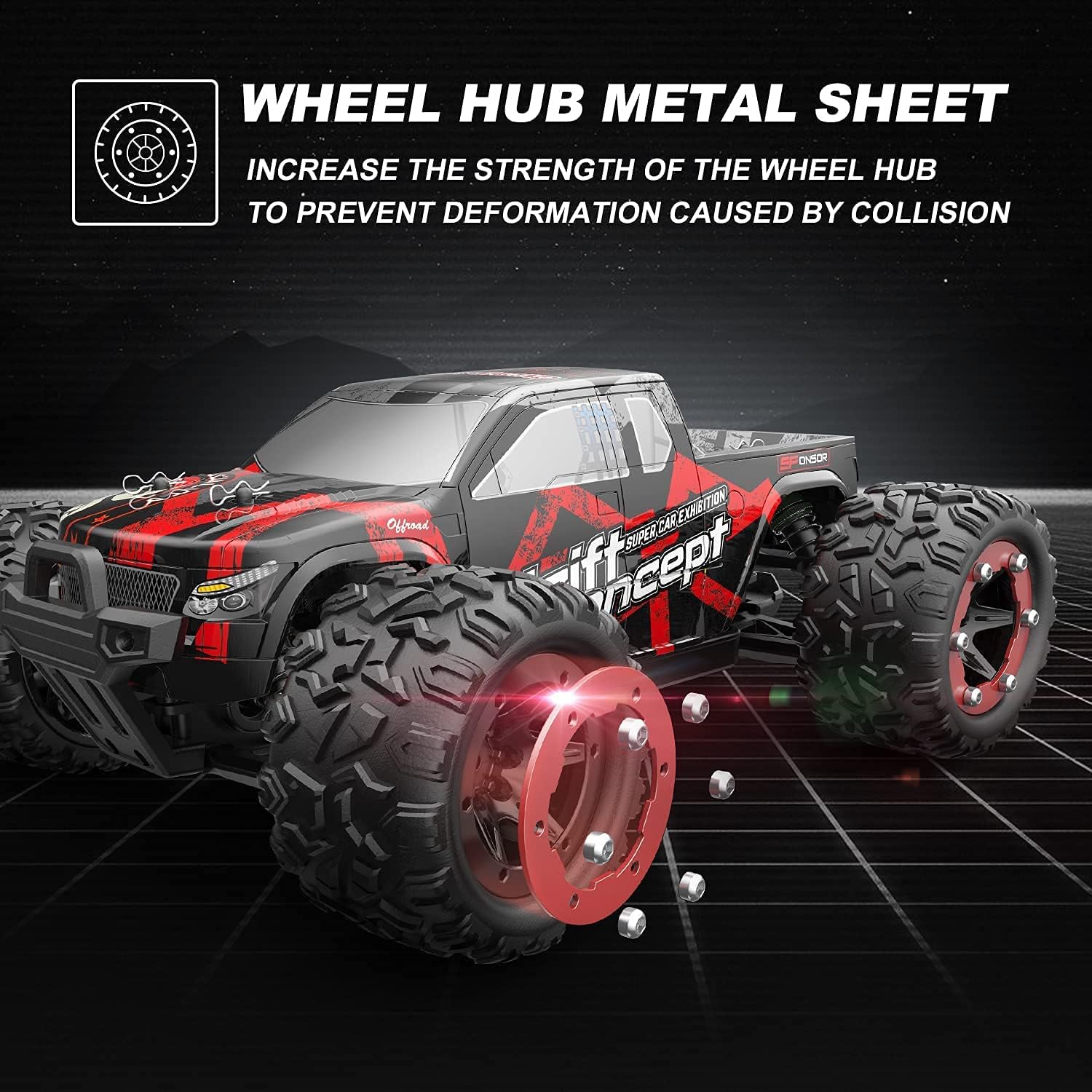 DEERC Brushless Remote Control Car, 4WD High Speed RC Car 37 MPH, 2 Battery for 40+ Min Play, 1:18 Scale Monster Truck with Light, All Terrain Off Road Truck 2 Shell, Gift for Adults, Kids (300E)-3